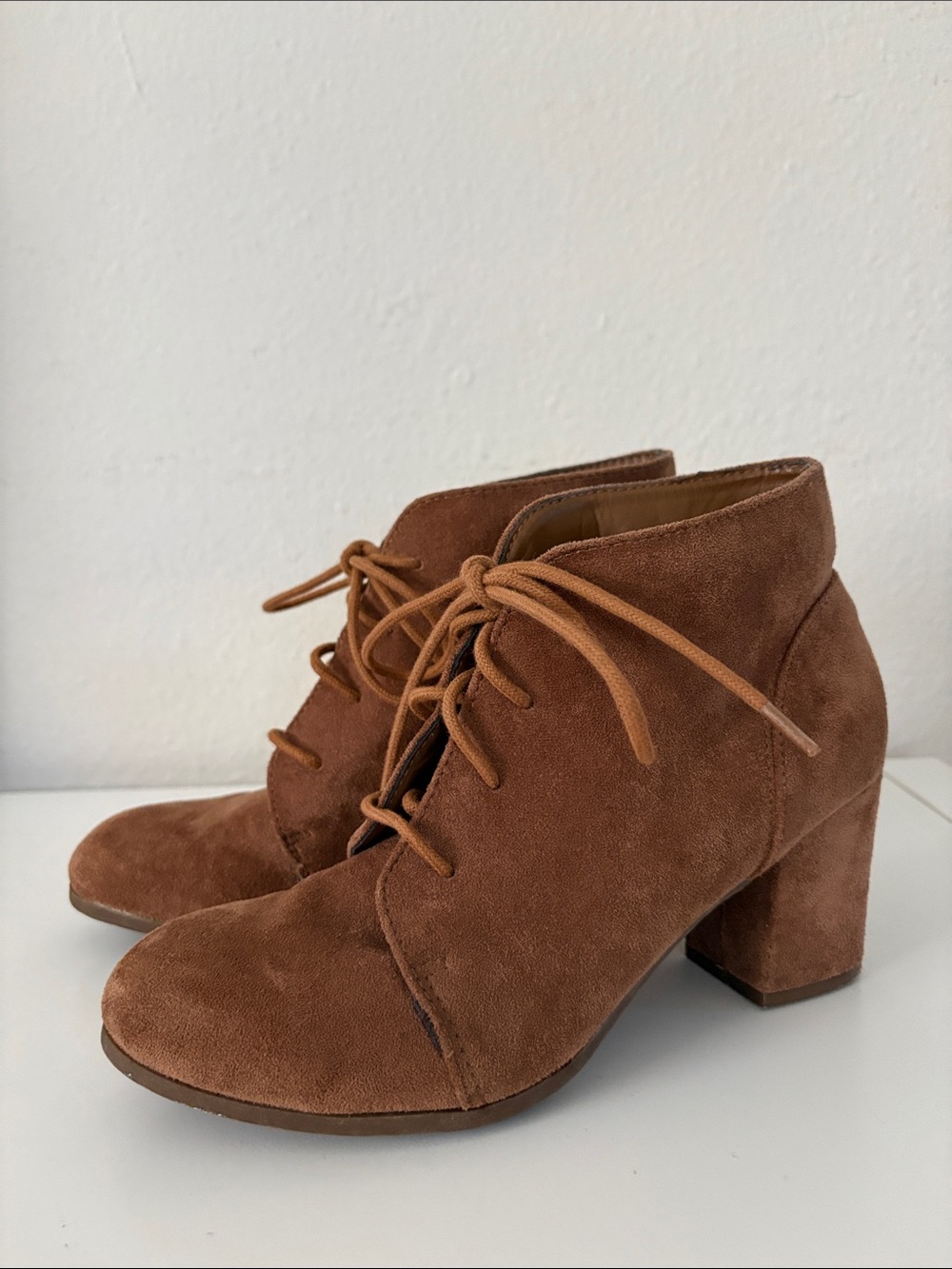 Steve Madden Chestnut Suede Lace-Up Block Heel Ankle Boots